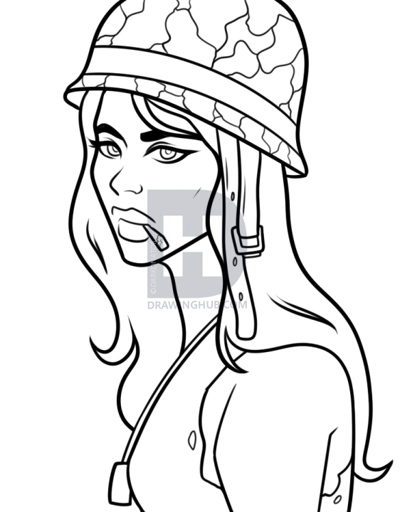 562x720 How To Draw An Army Girl, Step