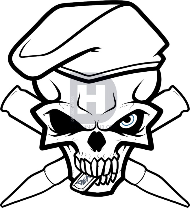 657x720 How To Draw An Army Skull, Army Tattoo, Step