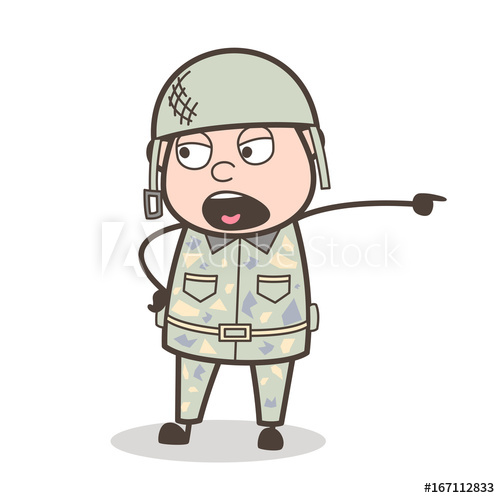 500x498 Cartoon Army Man Very Rudely Giving An Order Vector Illustration