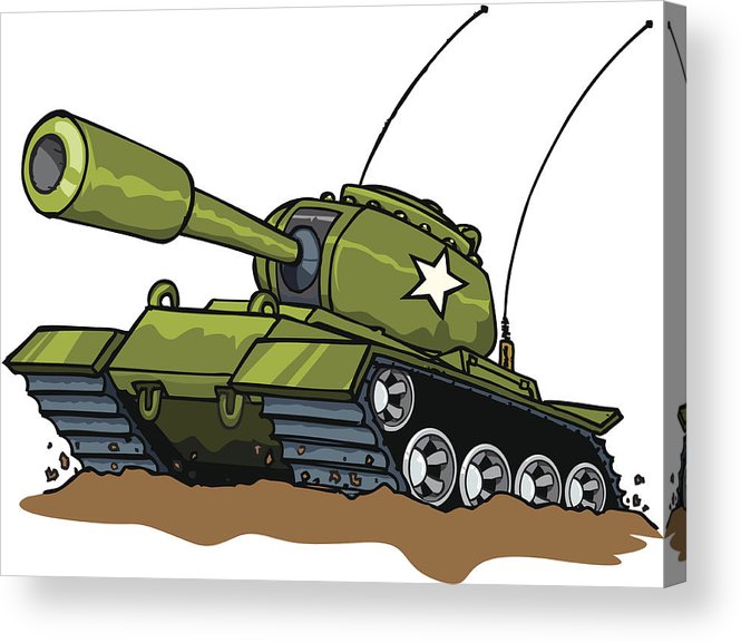 665x577 Illustration Of A Green Military Tank With A White Star Acrylic