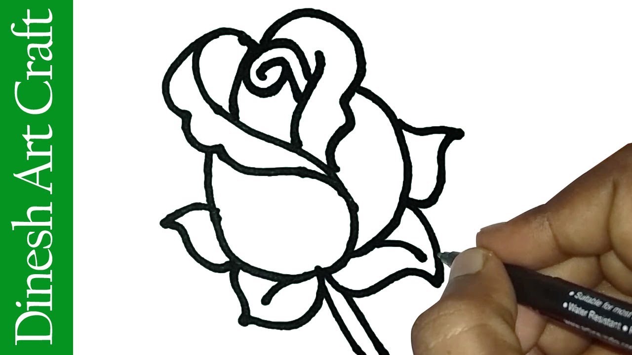 1280x720 How To Draw Rose Easy Rose Drawing For Kids Valentine's Day