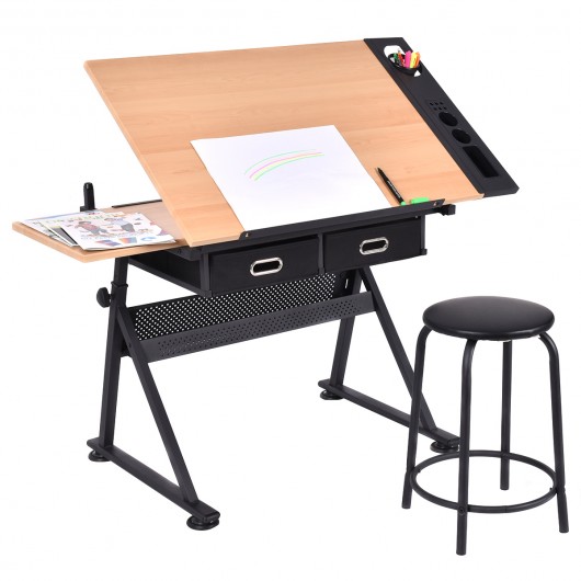 530x530 Adjustable Art Craft Drawing Desk With Stool