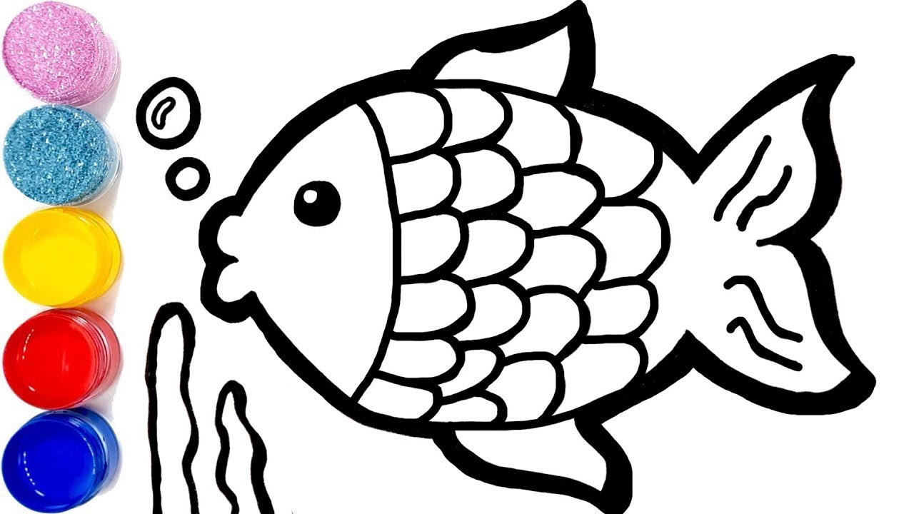 1280x720 Glitter Fish Coloring And Drawing Sea Animals Learn Colors
