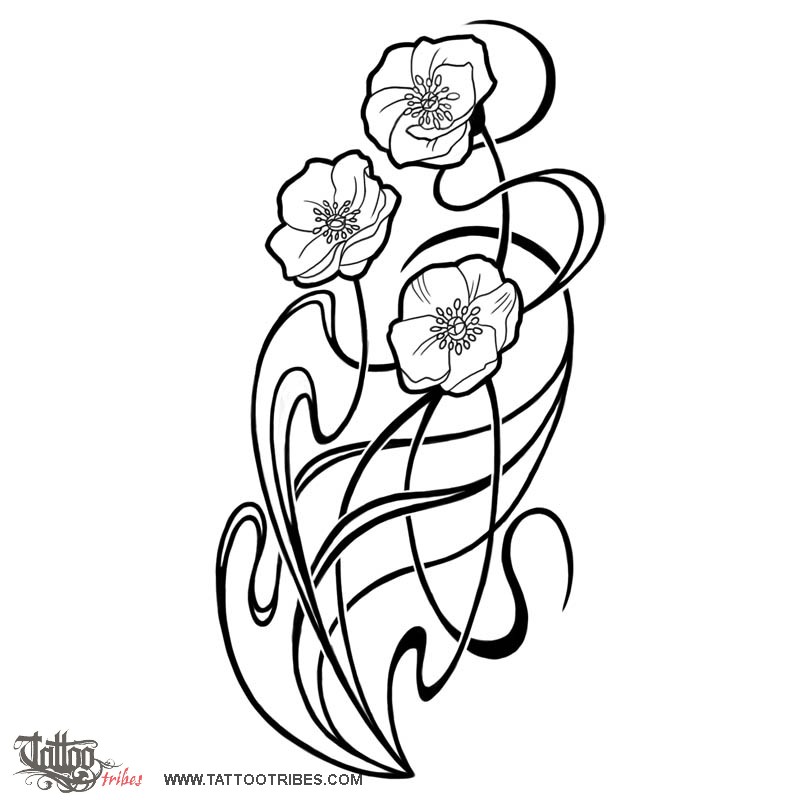 800x800 tattoo of art nouveau poppies, imagination, success tattoo