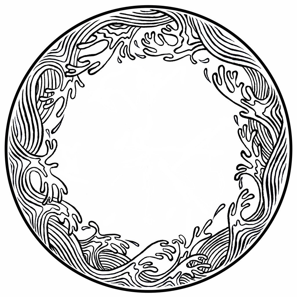 1024x1024 Wave Circle Multi Purpose Art Nouveau Design Pen Ink