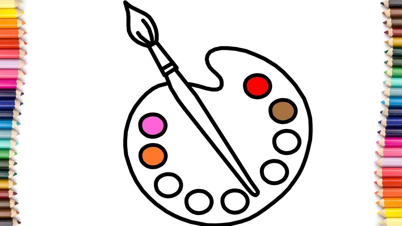 1280x720 How To Draw An Art Palette And Paint Brushes Art Colours