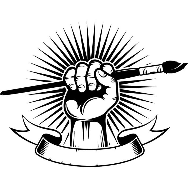 794x794 Painting Logo Hand Holding Paintbrush Paint Brush Painter Etsy