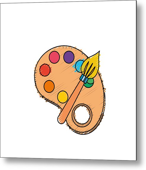 493x572 Art Palette With Brush Paint Object Metal Print