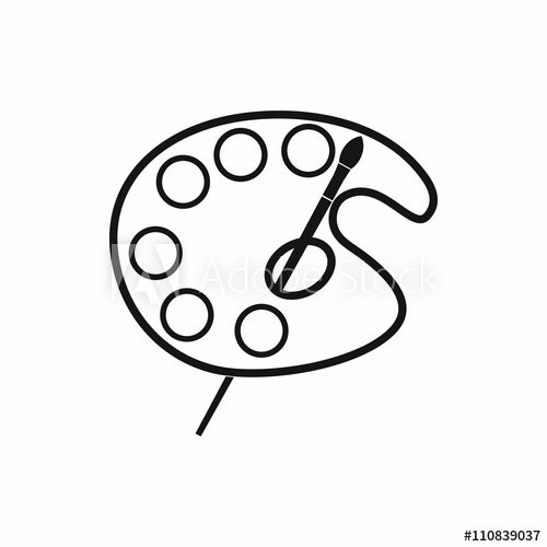 500x500 Art Palette With Paint Brush Icon, Simple Style