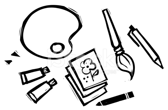 672x440 Art Supplies Stock Vector