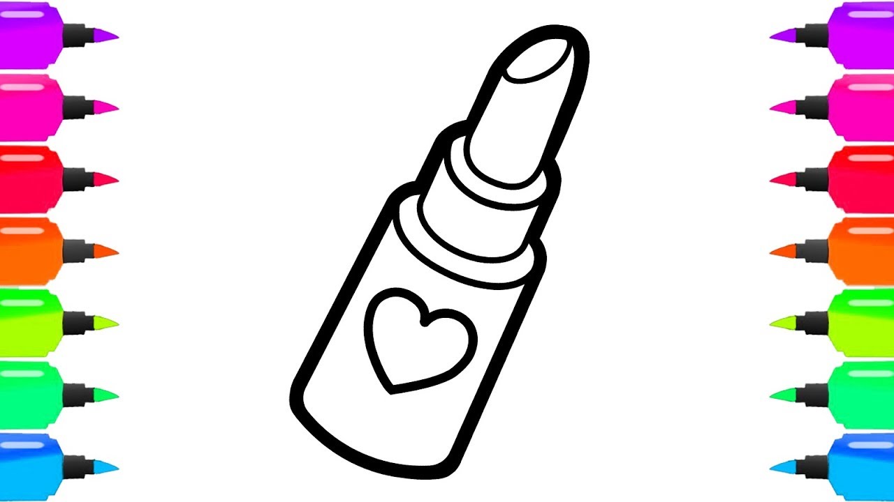1280x720 How To Draw Lipstick For Kids Cute Handbag, Nail Polish And Lips