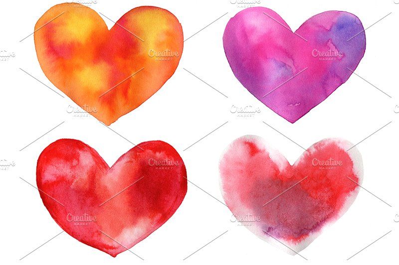 800x532 Watercolor Hearts Graphics, Paint, Illustrator, Graphic Design