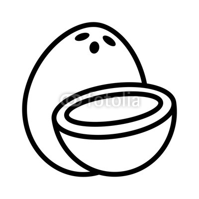 400x400 whole coconut with coconut cut in half line art vector icon