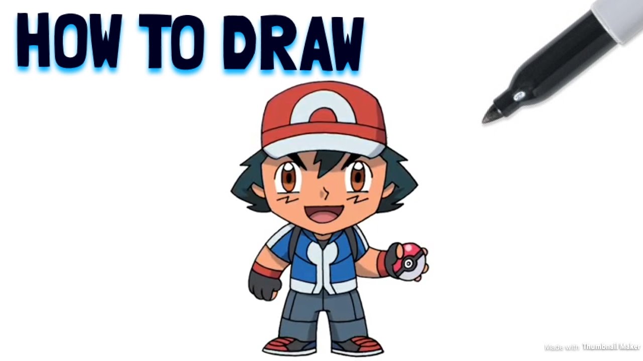 1280x720 How To Draw Ash Ketchum Drawing Tutorial