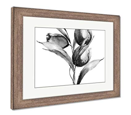 425x373 Ashley Framed Prints Stylized Tulips Flowers, Wall Art