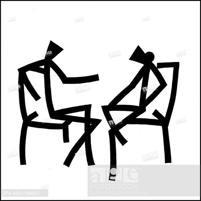 700x700 illustration line drawing of counselling, india, asia, stock photo