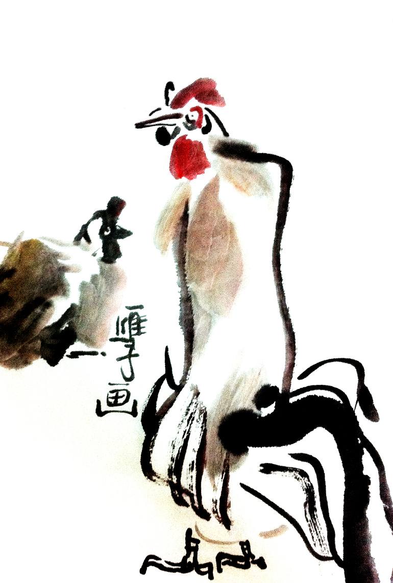 770x1142 Chinese Roosters Painting, Asian Rooster Painting,chinese Ink