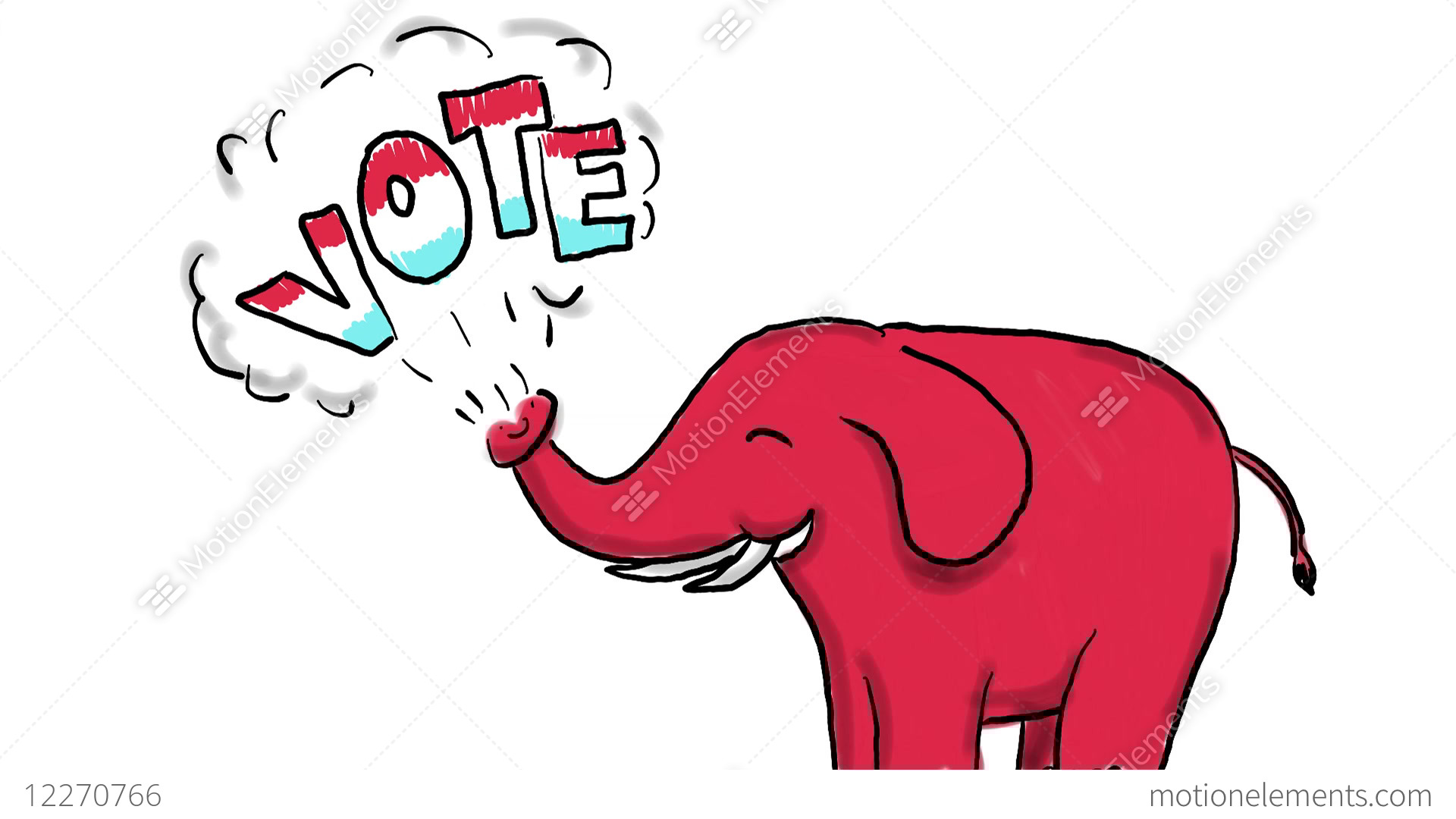 1920x1080 American Elephant Vote Drawing Animation Stock Animation