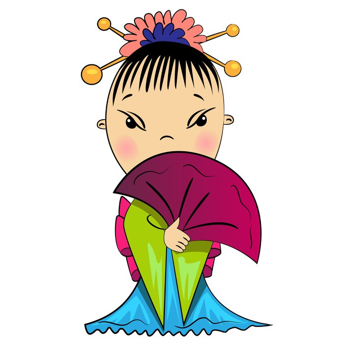 700x700 Asian Girl In Traditional Costume Vector Child Wall Decal
