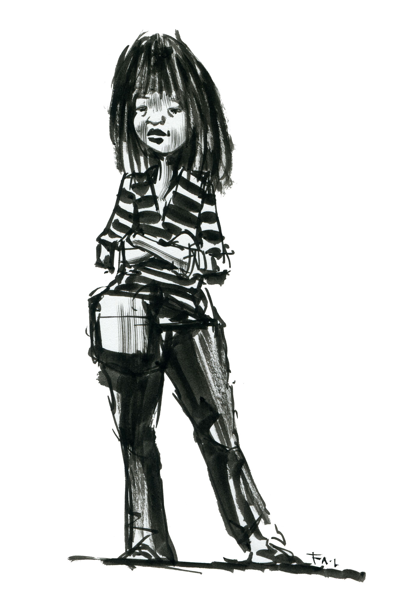 1385x2000 Ink Sketch Asian Woman Front Looking