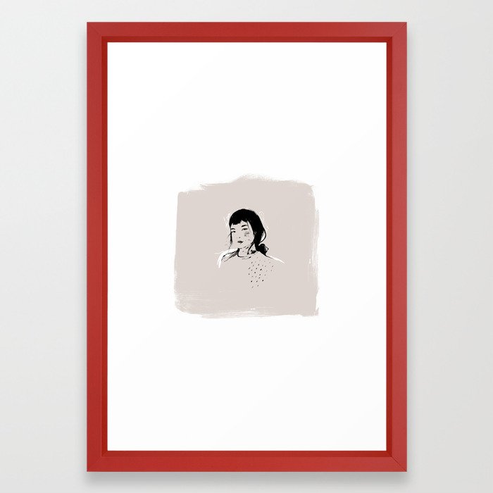 700x700 Modern Pencil Drawing Fine Art Portrait Asian Woman Framed Art