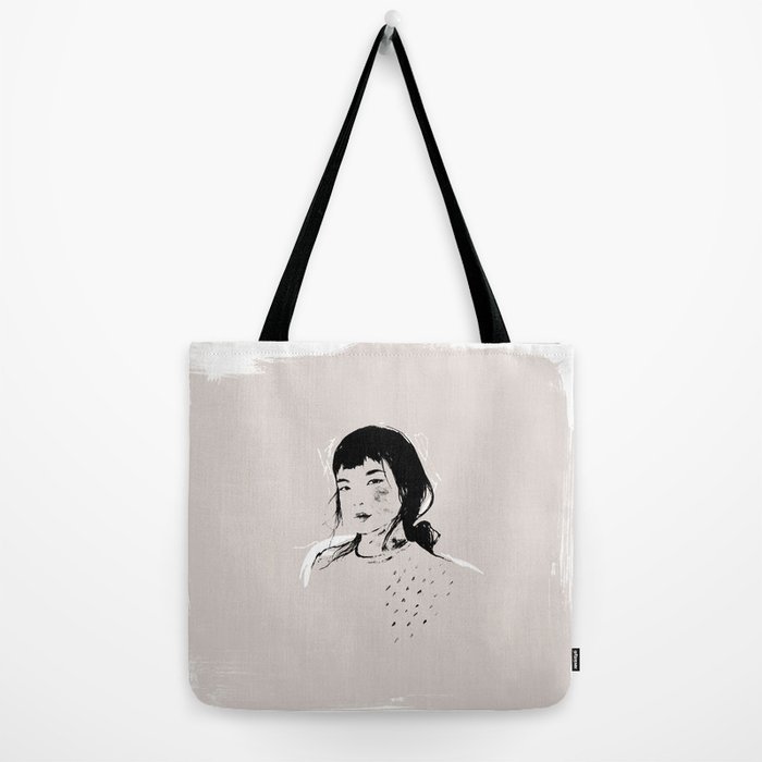 700x700 Modern Pencil Drawing Fine Art Portrait Asian Woman Tote Bag