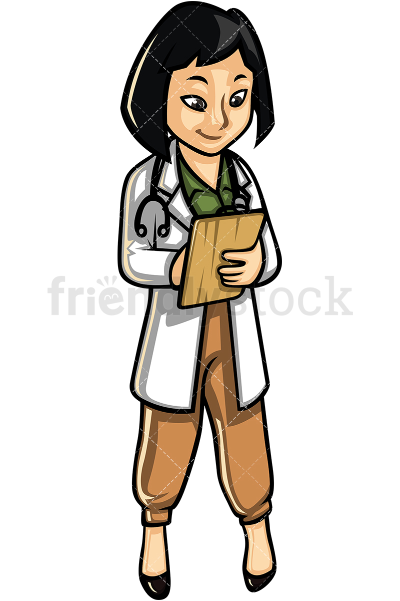 800x1200 Asian Woman Doctor Cartoon Vector Clipart