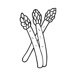 300x300 Freehand Drawn Black And White Cartoon Asparagus Royalty Free