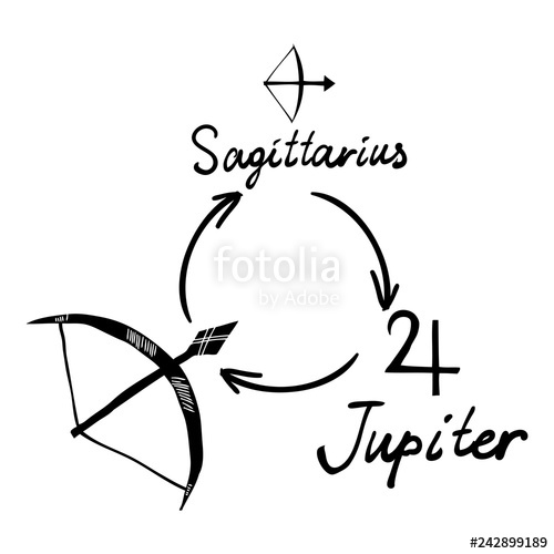 500x500 Astrology Horoscope Single Zodiac Symbol With Sign Sagittarius