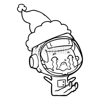 400x400 Line Drawing Of A Crying Astronaut Wearing Santa Hat Buy Photos