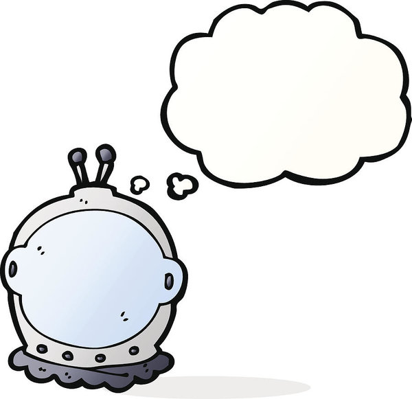 600x581 Cartoon Astronaut Helmet With Thought Bubble Art Print