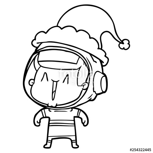 500x500 Line Drawing Of A Astronaut Man Wearing Santa Hat Stock Image