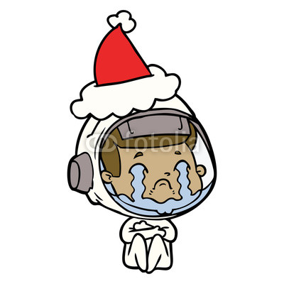 400x400 Line Drawing Of A Crying Astronaut Wearing Santa Hat Buy Photos