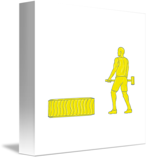 606x650 Fitness Athlete Hammer Workout Drawing