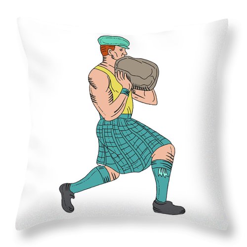 500x500 stone throw highland games athlete drawing throw pillow for sale