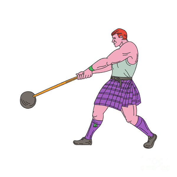 600x600 Weight Throw Highland Games Athlete Drawing Poster