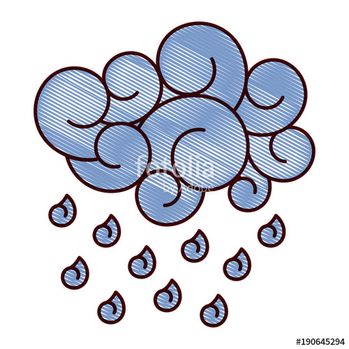 500x500 Blue Cloud Rain Drops Atmosphere Cartoon Image Vector Illustration