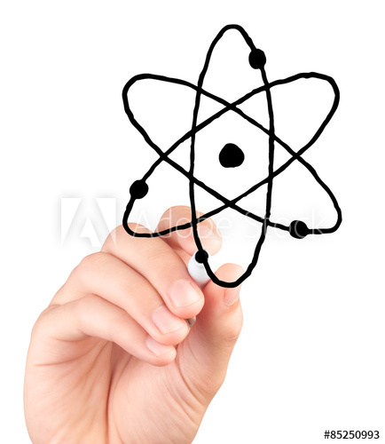 434x500 Hand Drawing Atom Icon On White Background