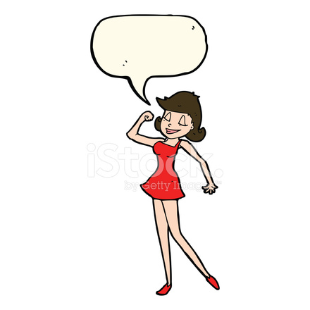 440x440 Cartoon Woman With Can Do Attitude With Speech Bubble Stock Vector