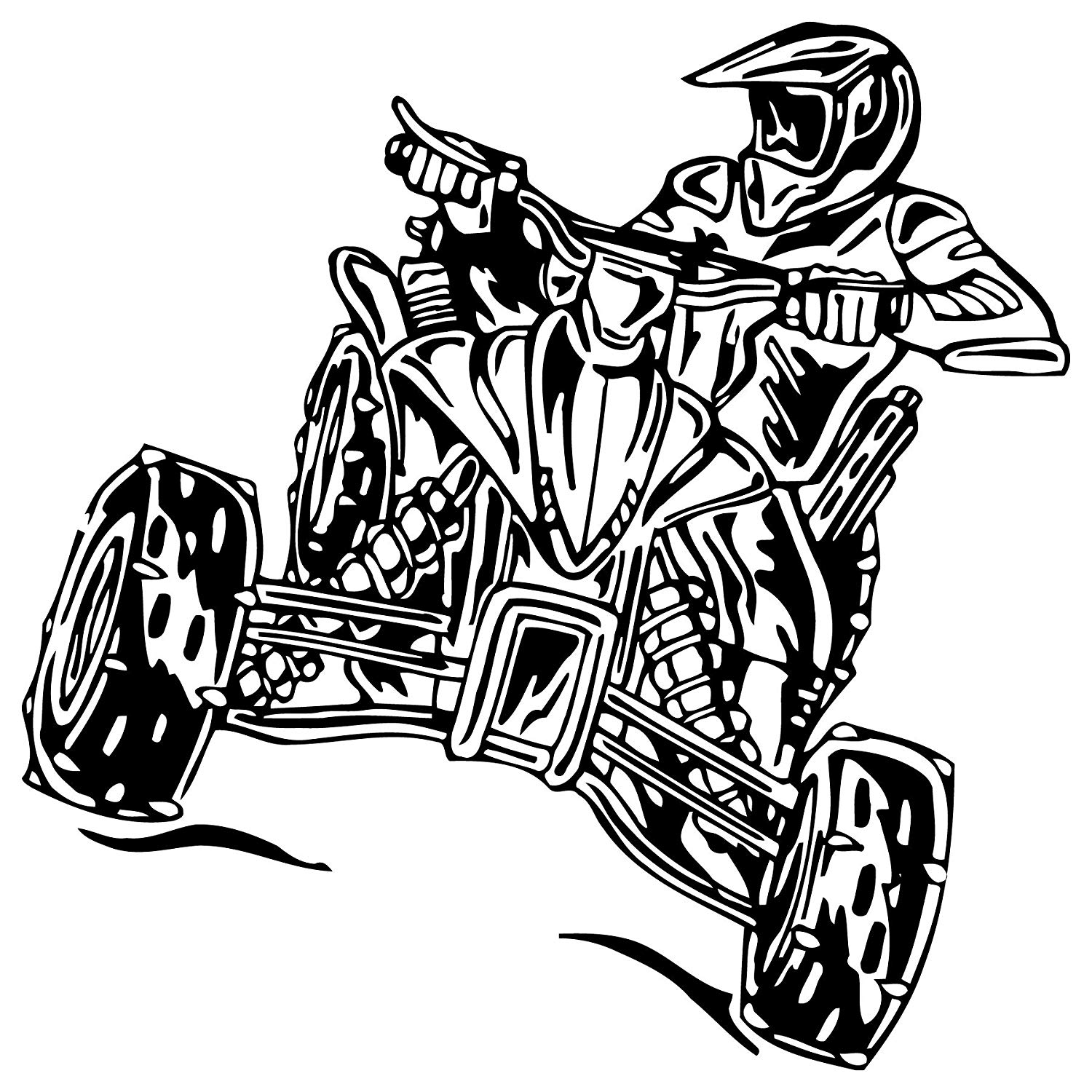 1500x1500 Wall Decals Atv Quad Bike Racing Rider Extreme Speed