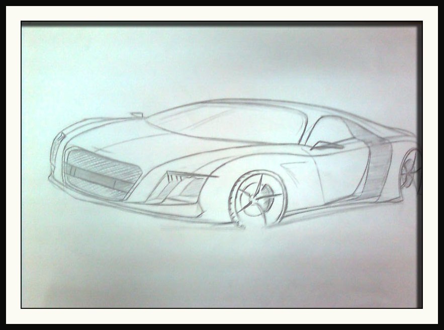 883x656 Outlines Audi Drawing