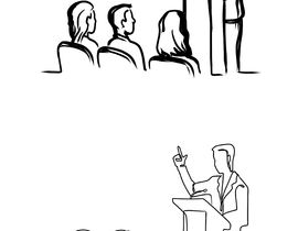 270x210 design a line drawing image of a presenter