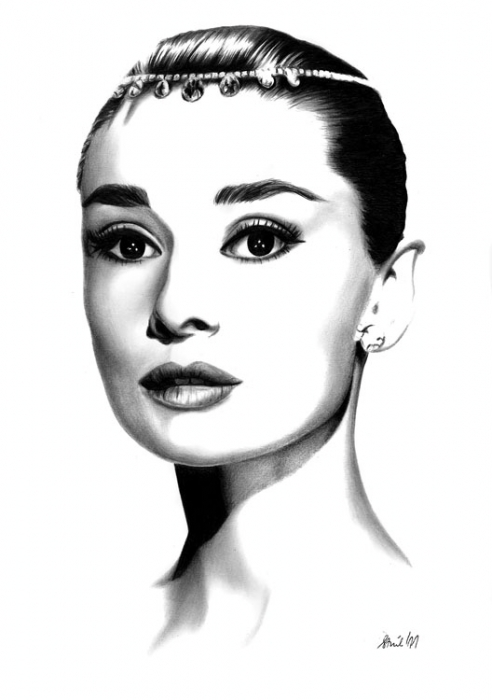 492x700 Portrait Of Audrey Hepburn