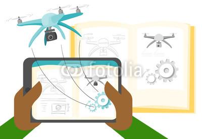 400x276 A Man Uses Augmented Reality On A Tablet With Flying Drone