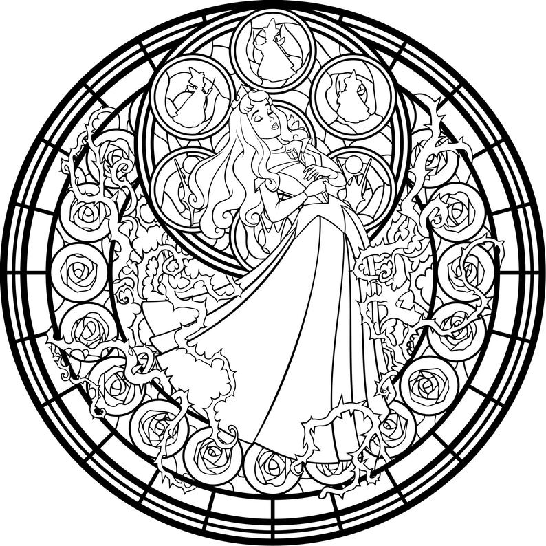 794x794 Sleeping Beauty Princess Aurora Stained Glass Etsy