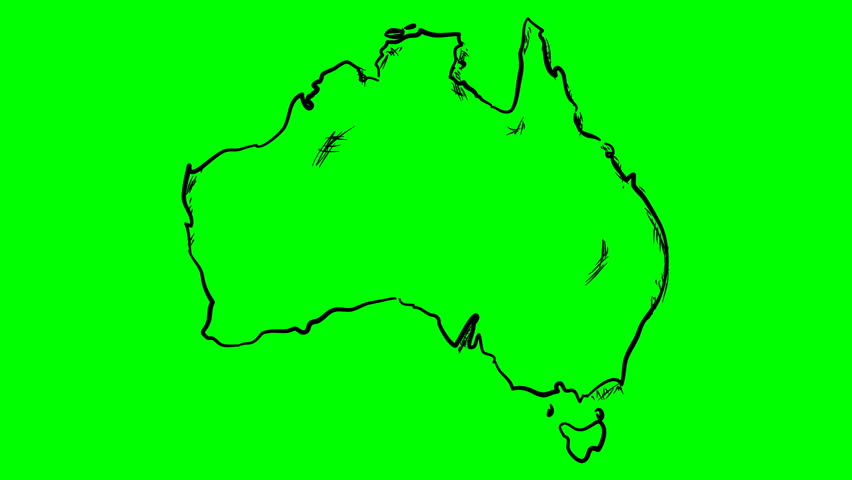 852x480 Australia Drawing Outline Map On Stock Footage Video