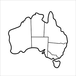 300x300 Map Of Australia Sticker With State Borders, Wide Ebay