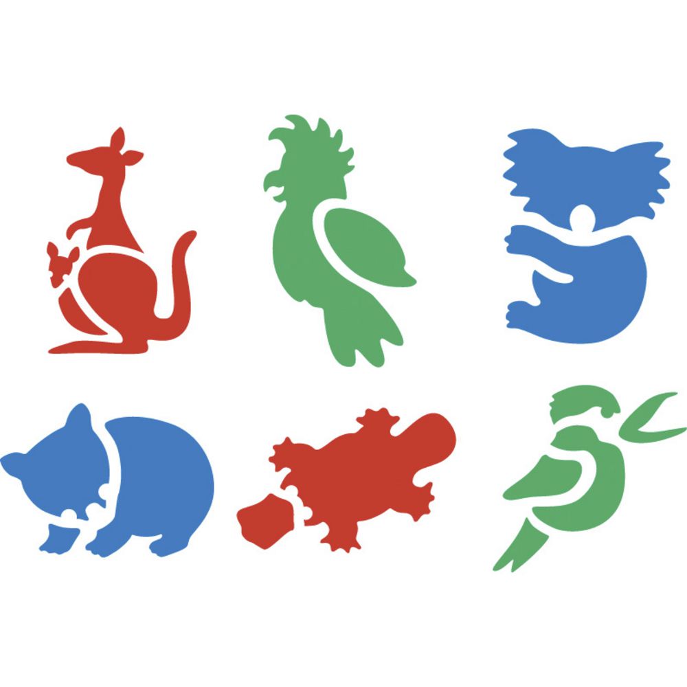 1000x1000 Educational Colours Australian Animals Stencils Set Officeworks