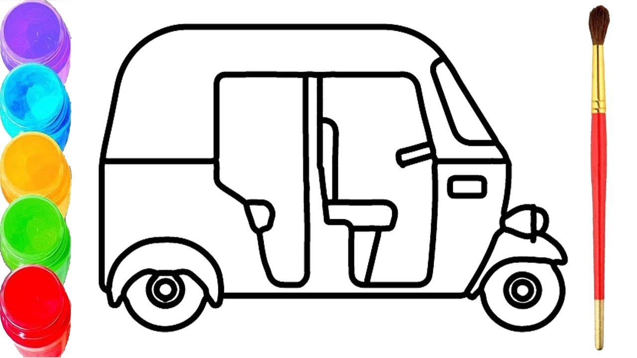 1280x720 How To Draw A Tuk Tuk Auto Rickshaw Drawing And Coloring