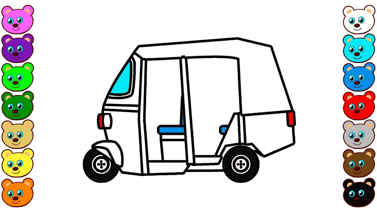 1280x720 auto rickshaw tuk tuk coloring